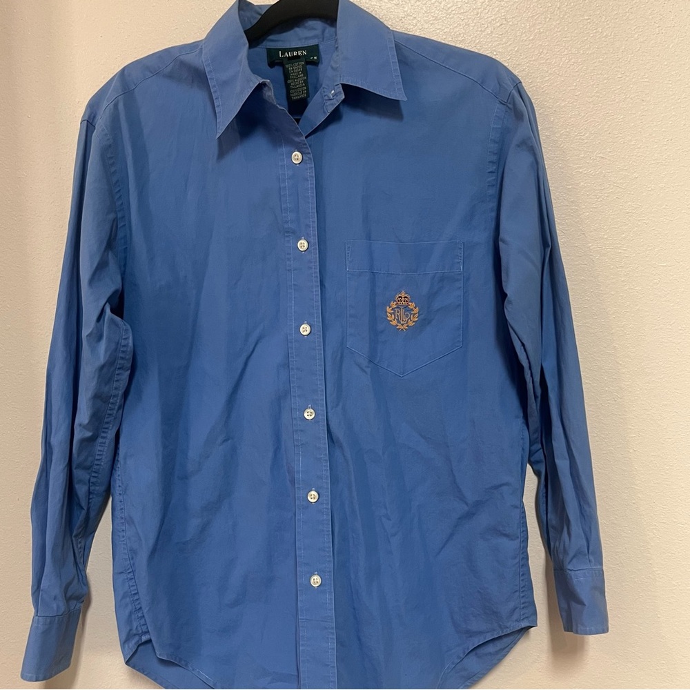 Lauren Ralph Lauren Women’s Crested Chambray Button Up Shirt Size 6